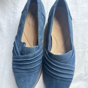 Clarks Women's Blue Suede Loafers